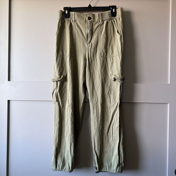 PS/LA Cargo Jogger Pants Women Sz Medium Olive Green Zip Cotton Outdoor Gorpcore - Picture 1 of 14
